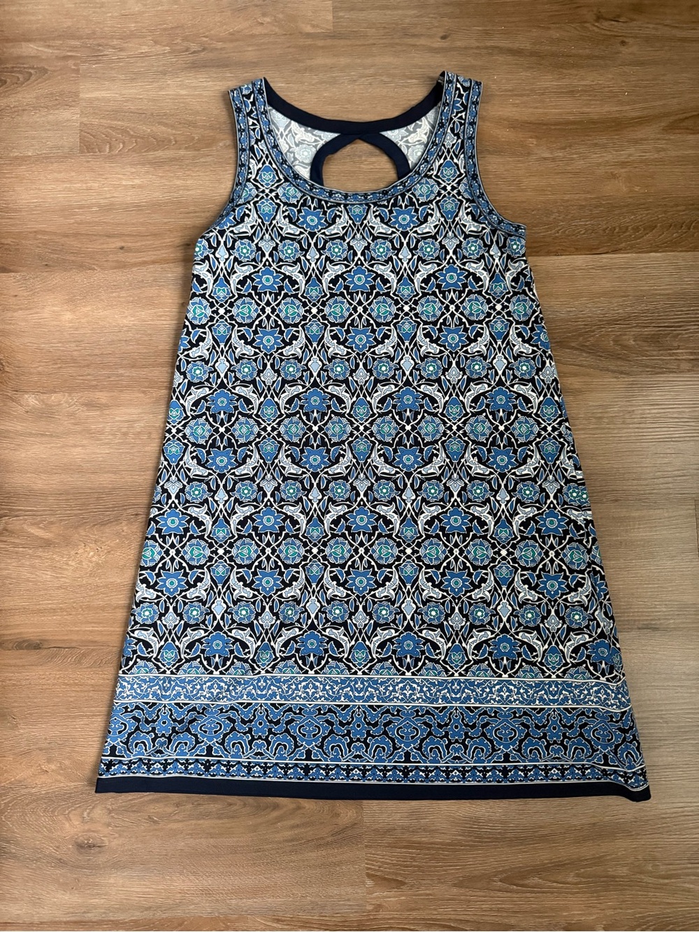 Max Studio Blue Floral Geometric Midi Dress